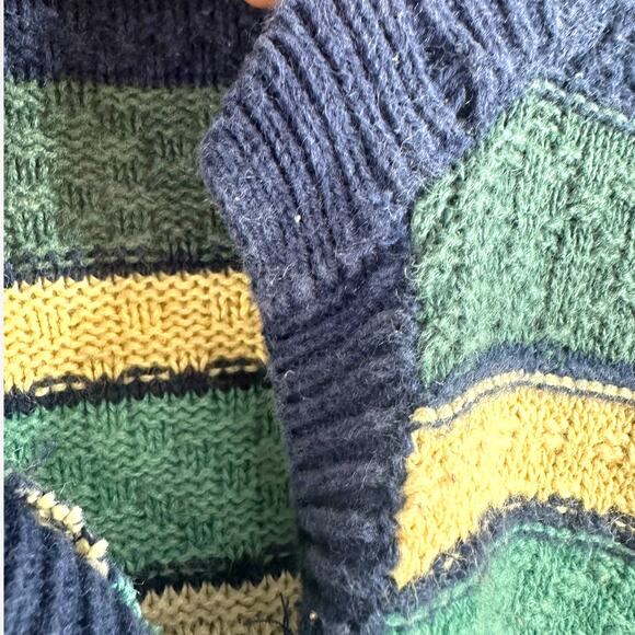 Vtg 90s PASTA Women’s Cardigan Sweater Striped Blue‎ Ramie Slouchy Cozy Preppy - Picture 4 of 7